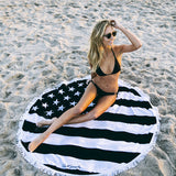 Black and White American Flag Round Towel | Black and White American Flag Towel | Round Towel | Patriotic Towel