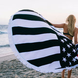 Black and White American Flag Round Towel | Black and White American Flag Towel | Round Towel | Patriotic Towel