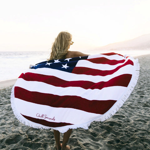 American Flag Round Towel | American Flag Towel | Round Towel | Patriotic Towel