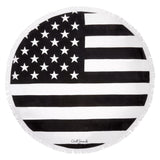Black and White American Flag Round Towel | Black and White American Flag Towel | Round Towel | Patriotic Towel